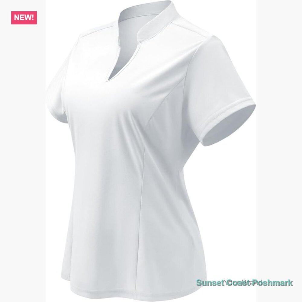 Quick Dry Nylon Spandex V-Neck Polo Shirt for Golf Tennis Pickleball